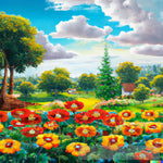 Bright Flower Garden Painting Nature Ai Art