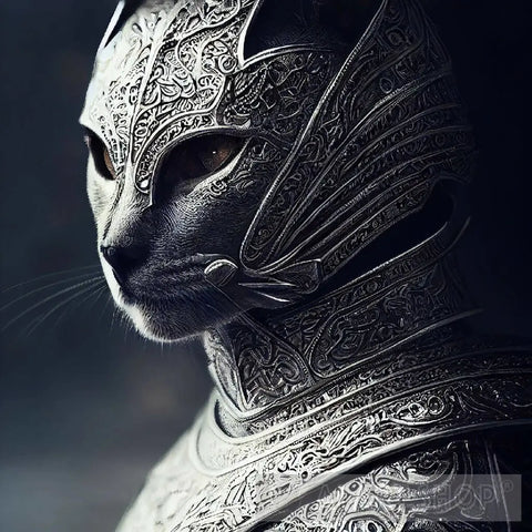 Cat Wearing Armor Ai Artwork