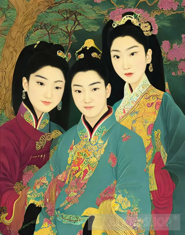 Chinese Prince And His Sisters Portrait Ai Art