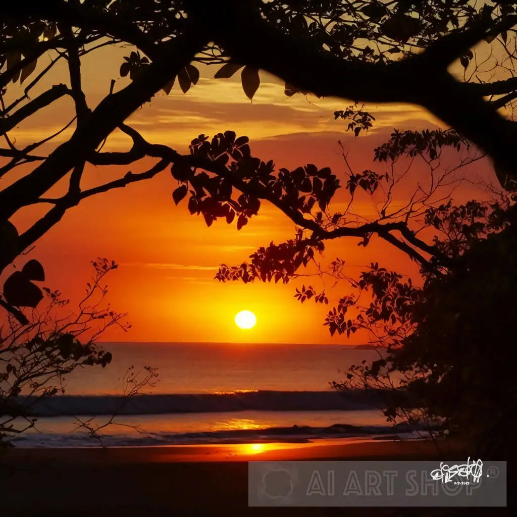 Costa Rican Sunset Radiance: A Golden Hour Extravaganza.
