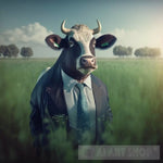 Cow In A Suit Animal Ai Art