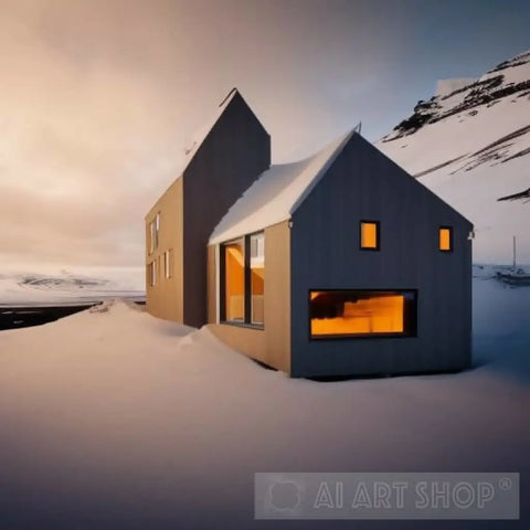 Cozy House In Iceland Ai Artwork