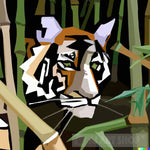 Cubist Tiger Hiding In Bamboo Forest Animal Ai Art