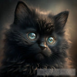 Cute Black Kitten Animal Ai Art