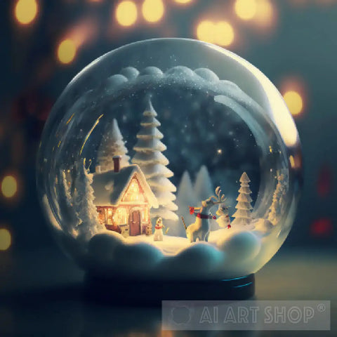 Cute Christmas Snow Globe Ai Art Ai Artwork