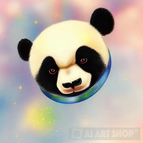 Cute Panda Shining In Space Ai Artwork