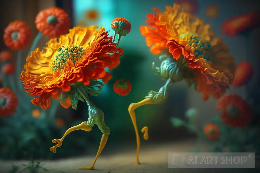 Dancing Custom Flower Colorful dancing flowers created by generative Ai