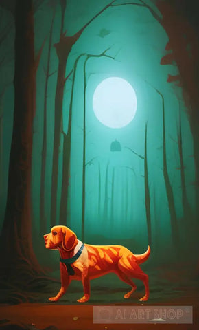 Dog In The Forest. Ai Artwork