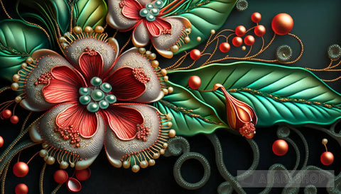 Embroidered Metal Flowers.2 Ai Artwork