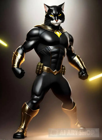 Feline Superhero Black Adam Ai Artwork
