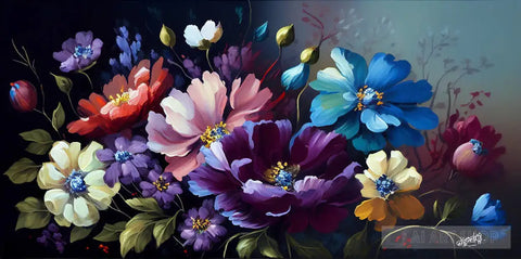 Flower Garden Serenity: A Delicate Floral Painting. Nature Ai Art