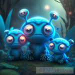 Forest Dwellers Blue Pop Ai Art