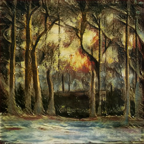 Forest Sunset Painting