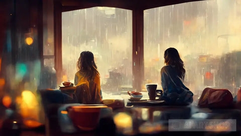 Friends On A Rainy Day Ai Artwork