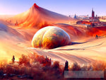 Frontier Town On The Desert Planet. Landscape Ai Art
