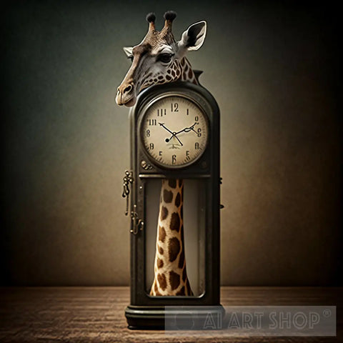 Giraffe Clock Animal Ai Art