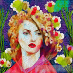 Girl And Flowers Ai Painting. Abstract Ai Art