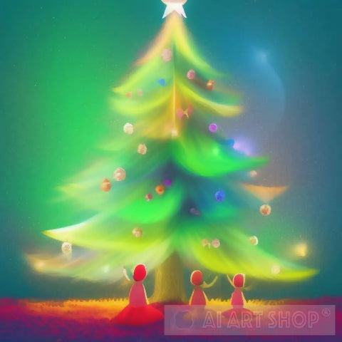 Glowing Christmas Tree Ai Painting