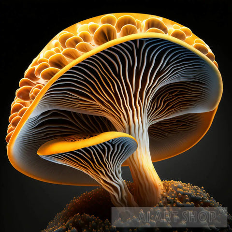 Glowing Mushroom Nature Ai Art