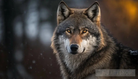 Grey Wolf Close-Up Animal Ai Art