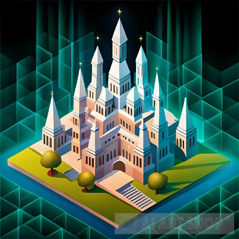 Isometric Illustration Of A Castle Ai Artwork