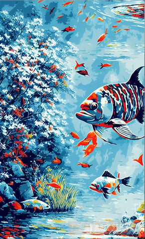 Koi Fish Lake Ai Painting