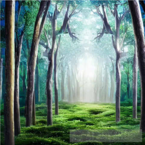 Landscape From Inside The Forest Generative Ai Art