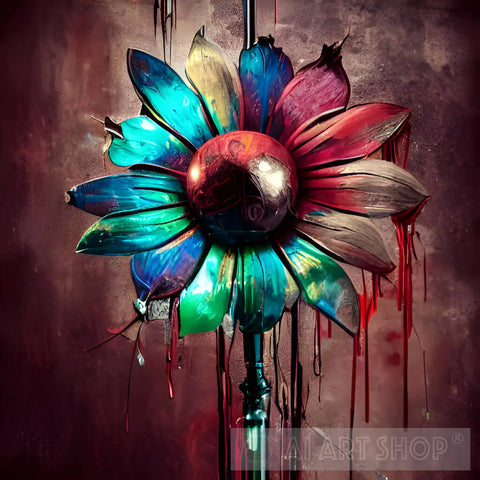 Metal Improbability Flower 2 Abstract Ai Art
