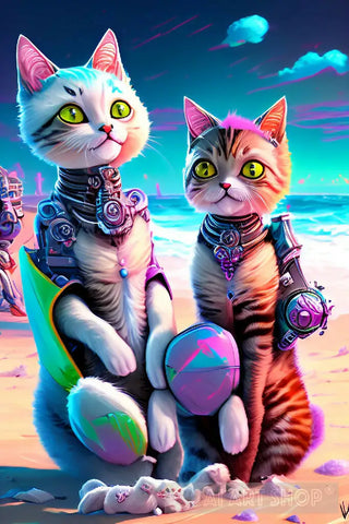 Mischief At The Beach Animal Ai Art