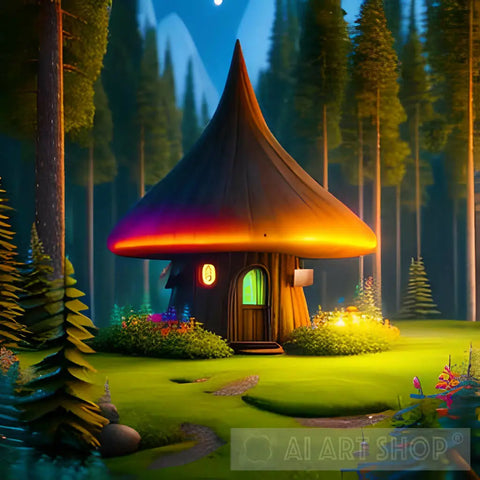 Mushroom Hut Ai Painting