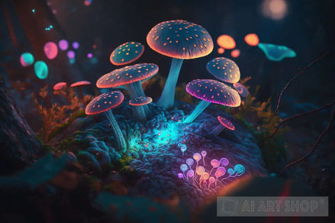 Mystical Trippy Mushroom Forest Psychedelic Hippie V20 Nature Ai Art