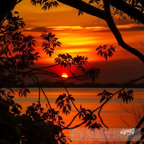 Natures Brushstrokes: Capturing The Radiant Colors Of A Costa Rican Sunset. Nature Ai Art