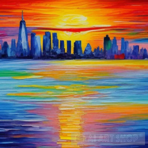 New York Sunset Architecture Ai Art