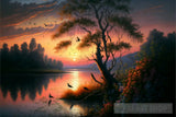 Nostalgic Lands With A Beautiful Sunset Ai Painting