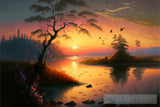 Nostalgic Lands With A Beautiful Sunset Ai Painting