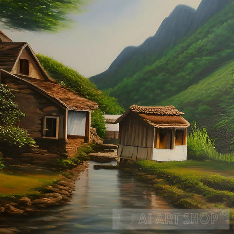 Peaceful Living Landscape Ai Art