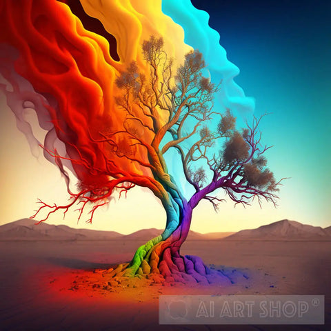 Rainbow Fire Surrealism Ai Art