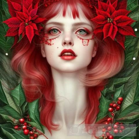 Red Berries Two Portrait Ai Art