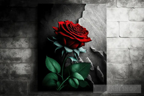 Red Rose On Black And White Still Life Ai Art