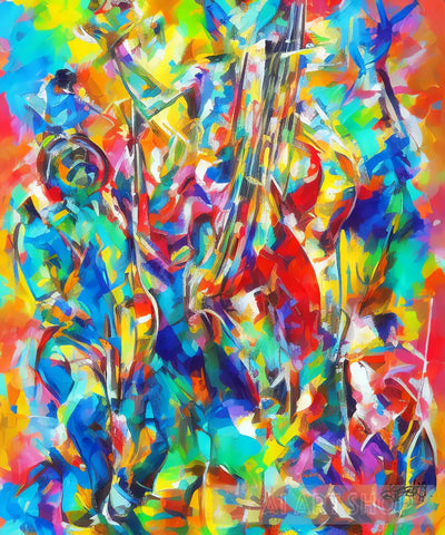 Rhythms In Motion: A Cubist Ode To Jazz Contrabass. Modern Ai Art