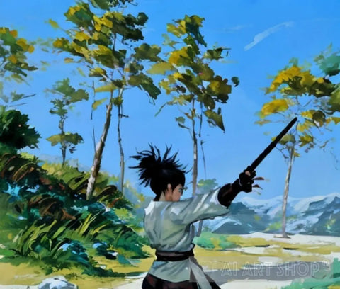 Samurai On The Beach Ai Artwork