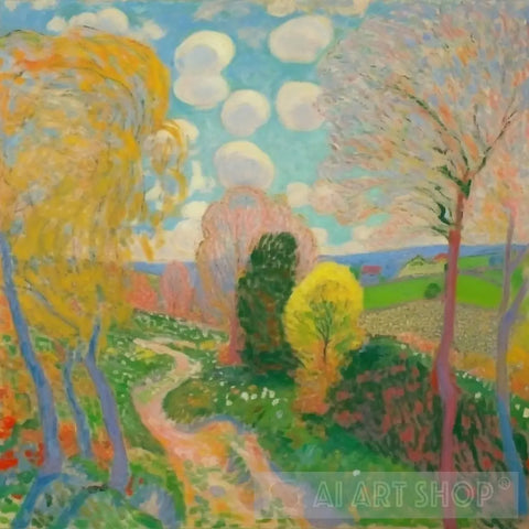 Spring Equinox - Country Road Impressionism Ai Art