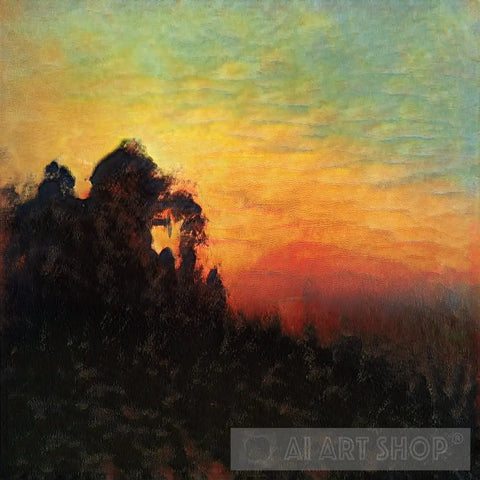 Sunrise in the Mountains-Painting-AI Art Shop