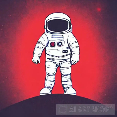 Suspicious Looking Bead Shaped Astronaut Red Ai Artwork