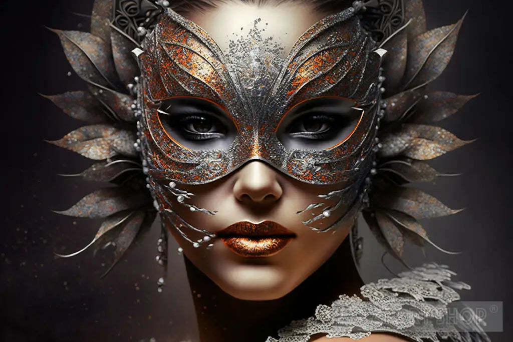Ai Masked Ritual A gorgeous woman wearing an elaborate masquerade mask, generative ai