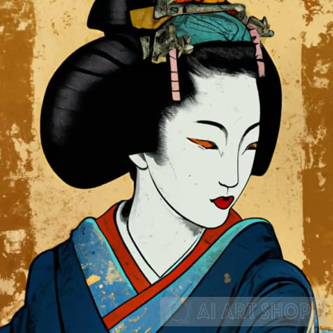 Ukiyo-E Portrait Of An Elegant Japanese Geisha Three Ai Art