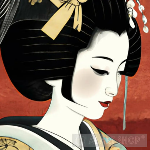 Ukiyo-E Portrait Of An Elegant Japanese Geisha Two Ai Art