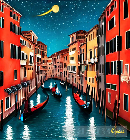 Venice At Night #2 Expressionism Ai Art