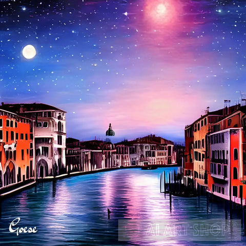 Venice At Night #4 Expressionism Ai Art