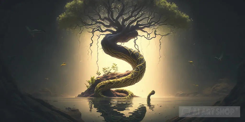 water snake tree surreal